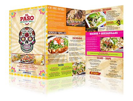 Dia de los Muertos concept, Colorful Menu Layout, Fun Menu, Trifold Menu, Menu Printing